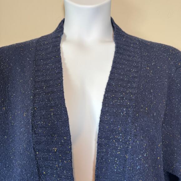 Lane Bryant Blue Speckled Open Front Cardigan 18/20 EUC Grandpa Boho Pockets - Picture 2 of 7